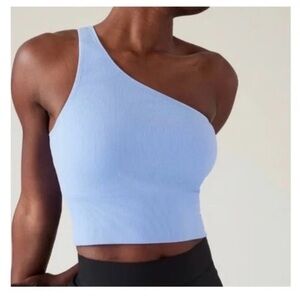 Athleta Aurora One-Shoulder Blue Crop Top Tank Blue Women’s S